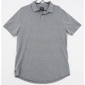 Cuts Clothing Mens Curve-Hem Polo Shirt Grey Pima Cotton Blend Large L